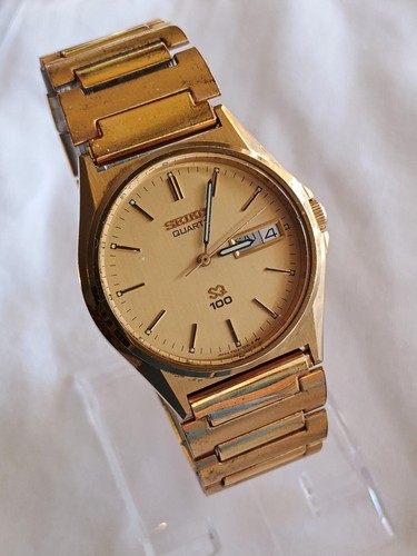 SEIKO 6923-7140 Vintage SQ100 1980's Quartz Day Date Gold Tone Watch - Picture 3 of 12