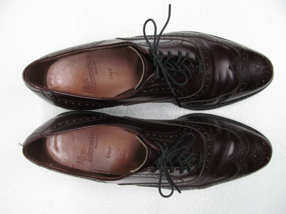 Oxford Allen Edmonds Lloyd punta de ala cuero borgoña para hombre talla 9 C Foto 3 de 4