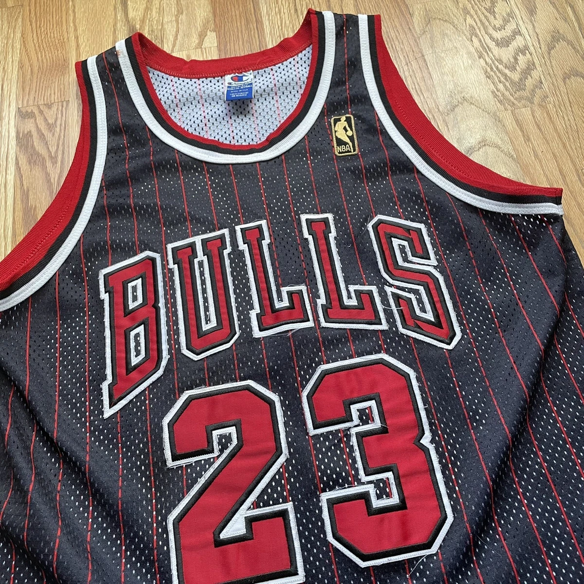 Vintage Jordan Striped Bulls Champion Jersey Size 48