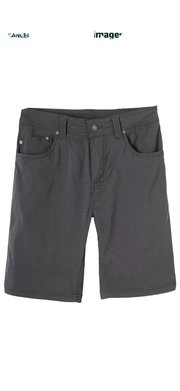 Men’s PraNa Stretch Brion Shorts Charcoal New With Tags Size 28, 11 Inch Inseam
