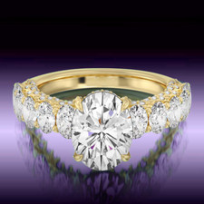 Anello di Fidanzamento Ovale Diamante Certificato IGI Oro Giallo 18k Creato i...