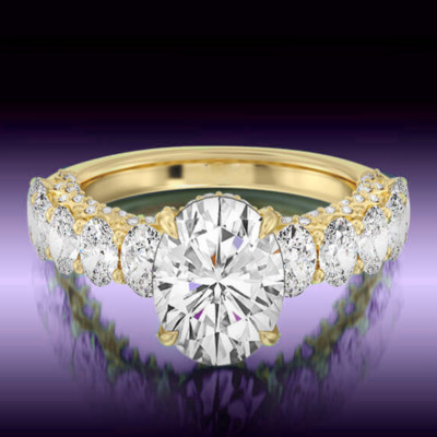 Ovaler Diamant IGI-zertifizierter Verlobungsring 18 Karat Gelbgold Lab Create...