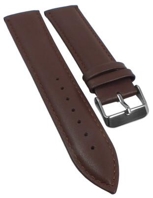 Minott Uhrenarmband Leder dunkelbraun glatt Ton in Ton Naht gepolstert 