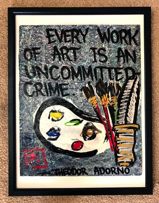 NEW YORK STREET ART ORIGINAL GEMÄLDE WORDSONTHESTREET THEO ADORNO ZITAT 13 X 11 ZOLL