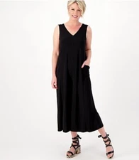 Attitudes by Renee Regular Como Jersey Draped Pocket Jumpsuit Black 4X A513842