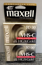 NEW 2 PACK Maxell Camcorder Video Tapes VHS-C TC-30 HGX Gold Premium High Grade