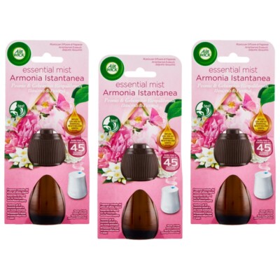 3 Stück AIR WICK HARMONIA INSTANT NACHFÜLLER für Pfingstrose und Jasmin Diffuser 20ml