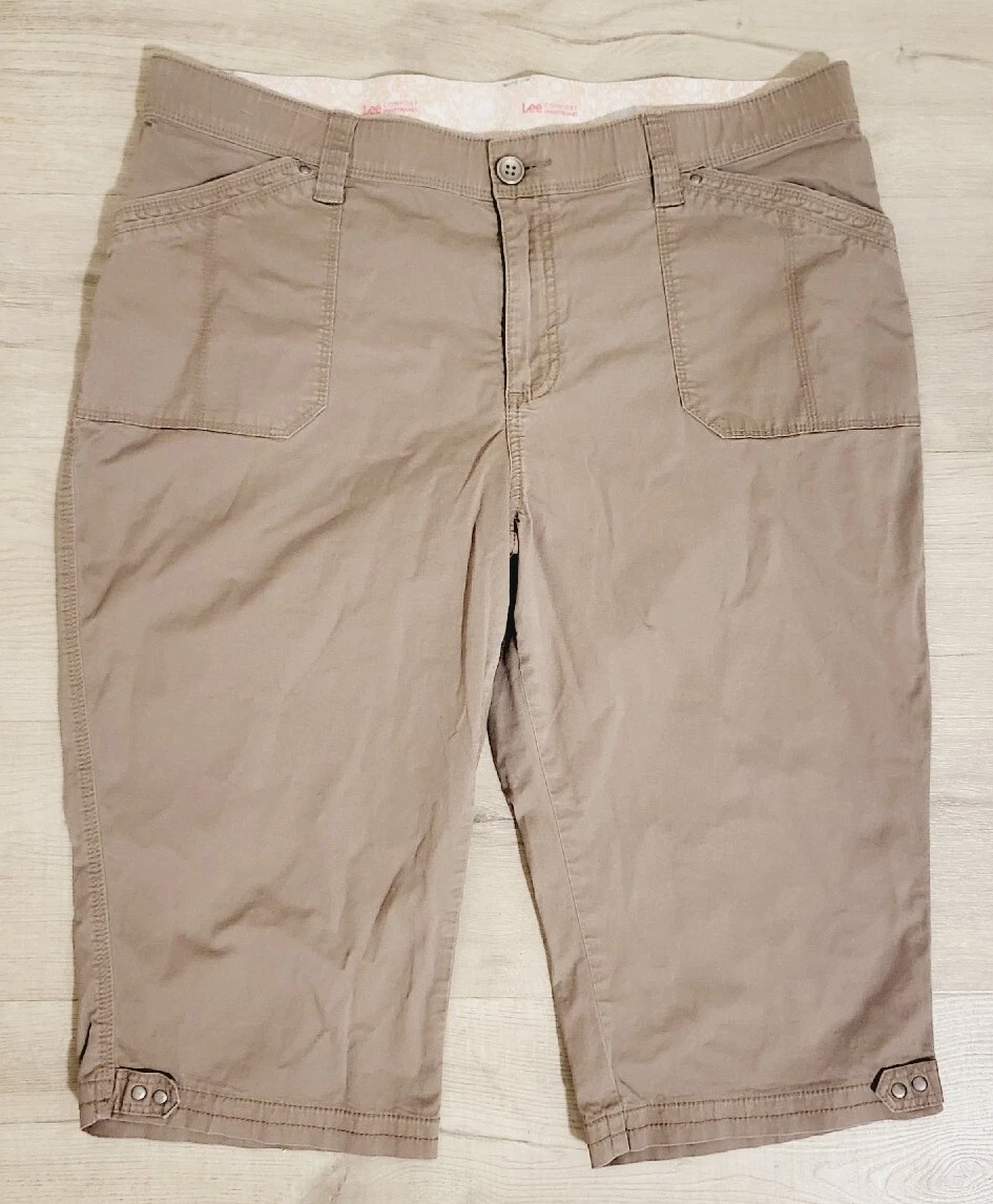 Lee Comfort Stretch Waistband Women s Size 18WM Tan Capri Pants eBay