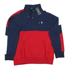 Polo Ralph Lauren Men's Navy Colorblock Double Knit 1/2 Zip Pullover Sweatshirt