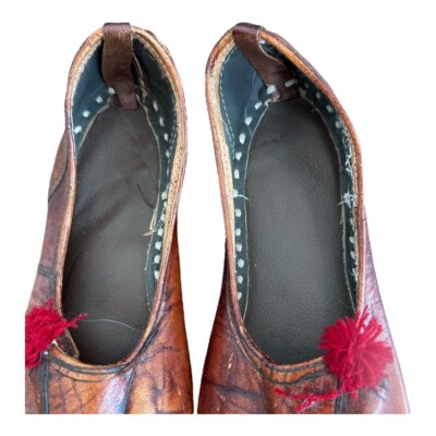 MahYogan Juties Mens Hand Stitched with Pom Poms Leather Brown Shoes Slippers 12 MahYogan Juties Mens Hand Stitched with Pom Poms Leather  main image 3