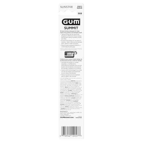 GUM Summit Ultra Soft Toothbrush Pack of 12 Extra Soft Tapered Bristles
