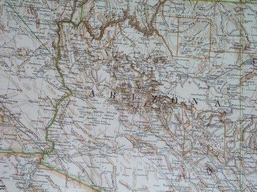 1902 ORIGINAL MAP UNITED STATES CALIFORNIA ARIZONA NEW MEXICO LOS ANGELES TUCSON - Picture 8 of 11