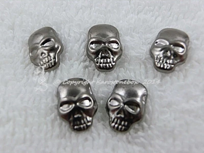 Hotfix Bügelnieten Nieten Skull Totenkopf 20 Stück in Stahl / Grau Schmucksteine
