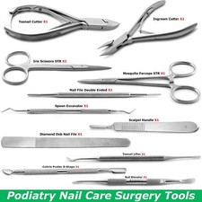 11 Pcs Toenail Removal Surgery Set Stainless Surgical Podiatry Instruments Kit