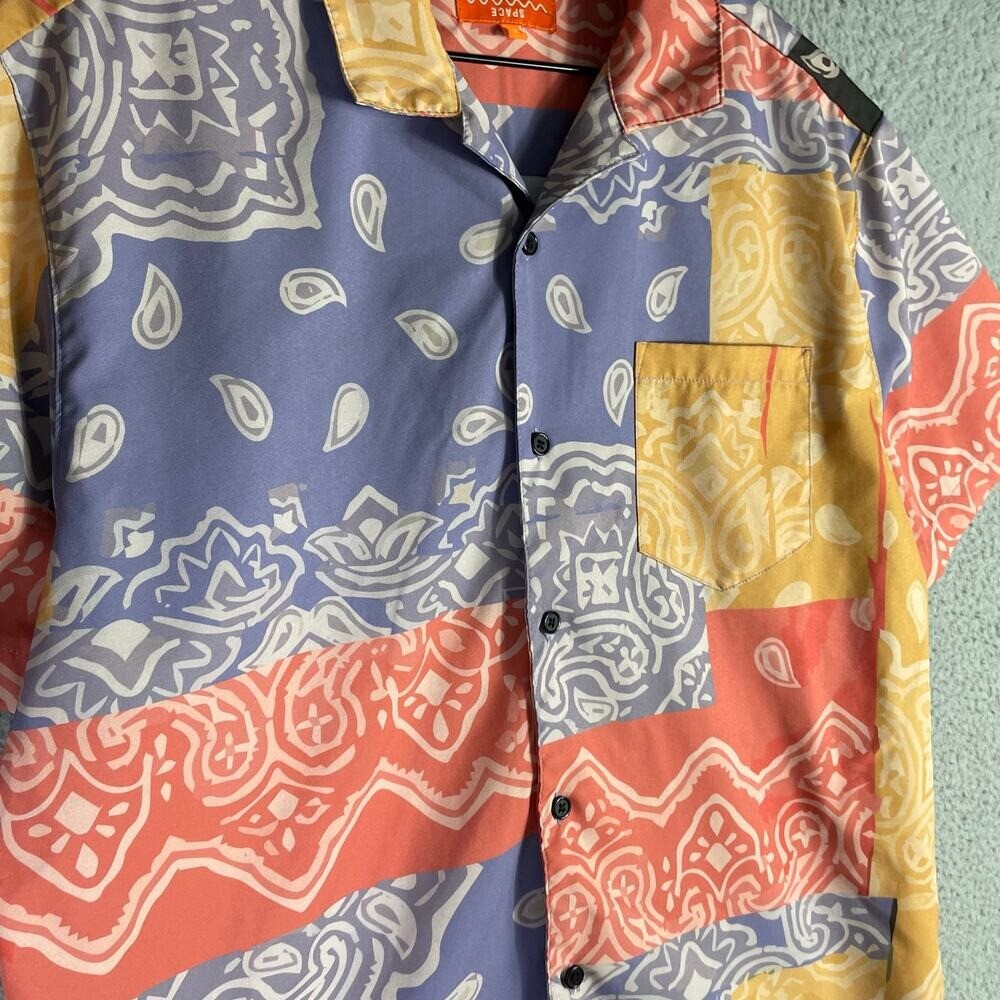 Negative Space Patchwork Bandana Print Shirt Mult… - image 8