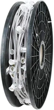 250 Foot C7 Christmas Stringer Bulk Reel, White Wire, 12" Spacing, Candelabra Ba