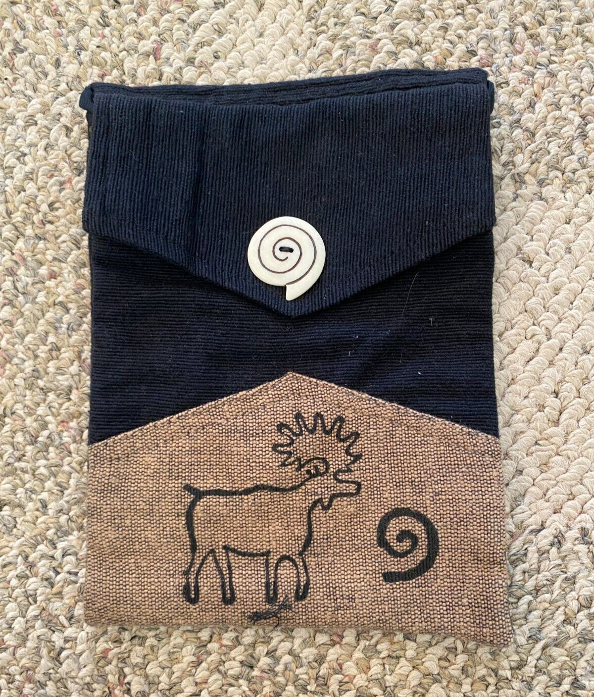 Crossbody Bag Purse Boho Handmade in Nepal Venus Imports Black / Tan Moose-image