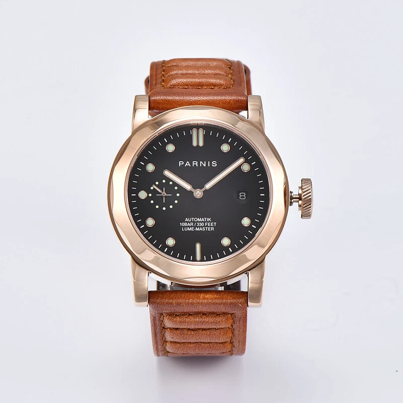 Reloj Hombre 44mm Parnis Cristal Zafiro Movimiento Automático Marcador Luminoso 10BAR Foto 2 de 4