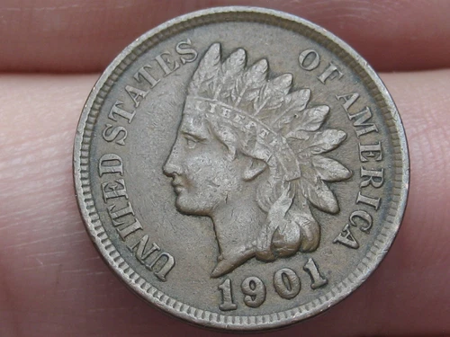 1901 Indian Head Cent Penny- XF Details, 2 Diamonds
