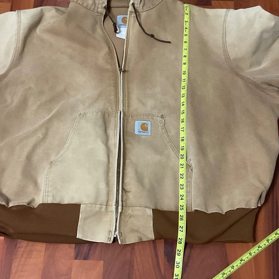 Vintage Carhartt Canvas Hooded Zip Jacket J03 BRN Mens 4XL Broken In Workwear - Image 3 of 4