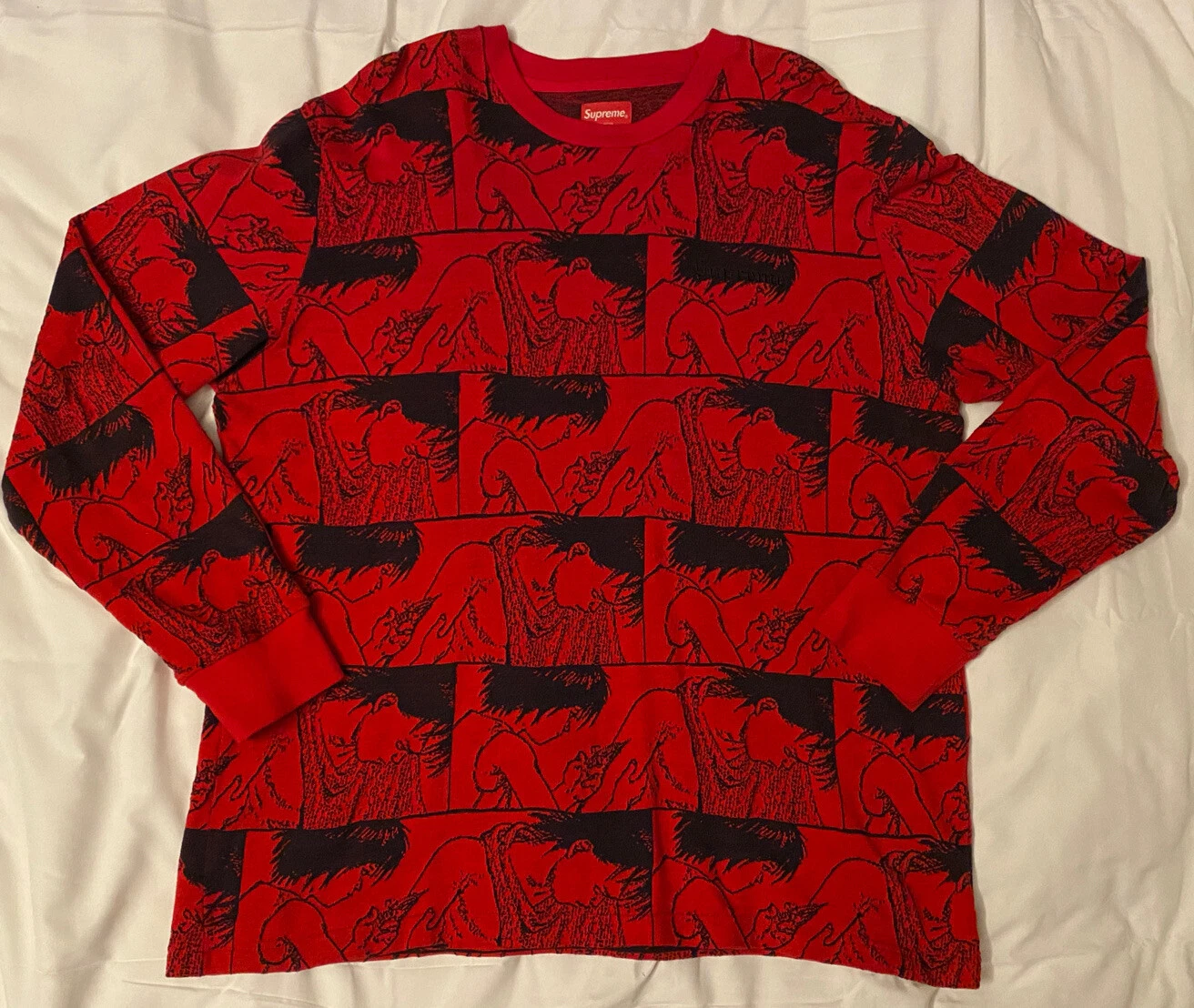 Pull à manches longues seringue jacquard Supreme/Akira 2017 en coton taille XL
