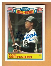 Lou Whitaker AUTOGRAPHED 1986 TOPPS ALL-STAR GLOSSY BASEBALL CARD SIGNED TIGERS