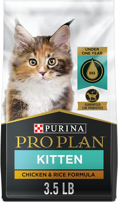 Purina Pro Plan with Probiotics Dry Kitten Food, Chicken & Rice Formula  3.5 Lb