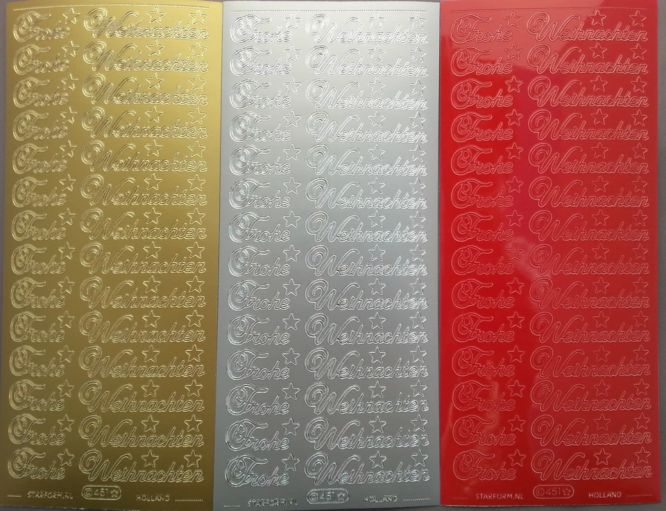 Sticker Frohe Weihnachten gold/silber/rot/grün Starform 451