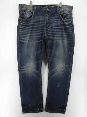 新品　ROCA WEAR ロカウエア　Y2K HIPHOP Rocawear Jeans Men 40 Blue Slim Fit Hip Hop Denim Distressed Y2K
