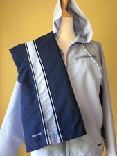 Reebok Women's Size SMALL Blue Track Suit Hooded Jacket Pants Warm Lined