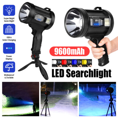Solar Flashlight LED Spotlight 2000000LM USB Rechargeable Floodlight Searchlight