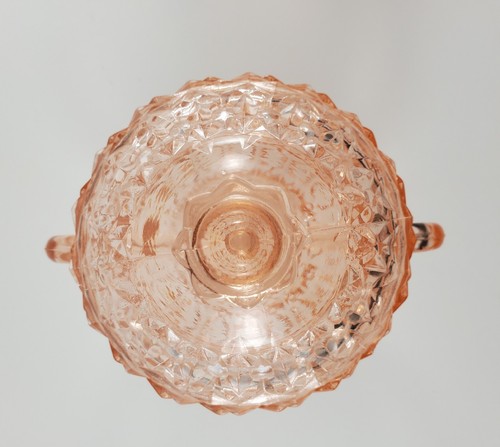 Vintagr Jeannette Windsor Diamond Pink Depression Glass Creamer & Covered Sugar - Picture 6 of 12