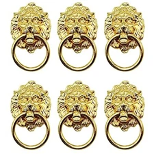 6 Pack Lion Head Knob Pull Handles with Ring for Dresser Drawer Cabinet