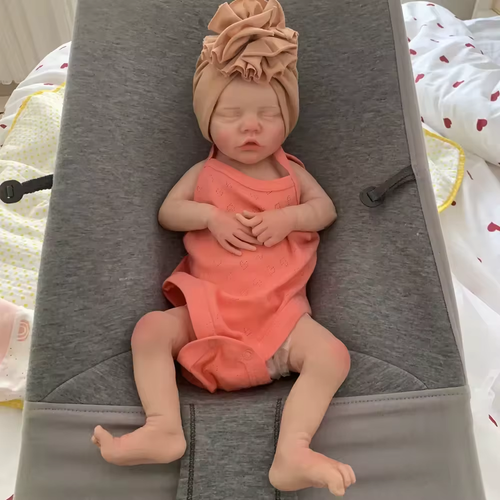 17" Realistic Sleepy Full Silicone Baby Doll – Soft, Lifelike Festival Gift - Picture 7 of 8