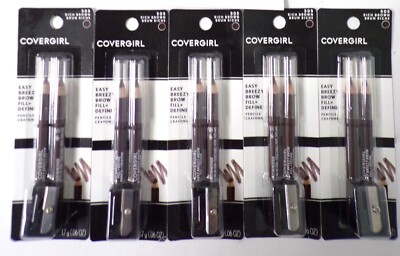 NEW 5 CoverGirl Easy Breezy Brow Fill + Define Pencils #505 R Brown w/ Sharpener
