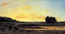Oil painting paul camille guigou - rememberance of la caru, sunset landscape art
