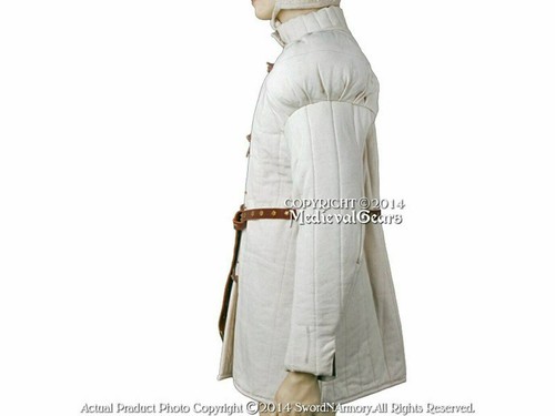 Gambeson Type7 Medieval Padded Overcoat SCA WMA LARP Arming Jacket Halloween gif - Picture 2 of 4