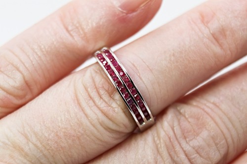 Silver Ring Ruby Genuine Natural Mined Gems Solid Sterling Size N 1/2 US 7 - Picture 2 of 24