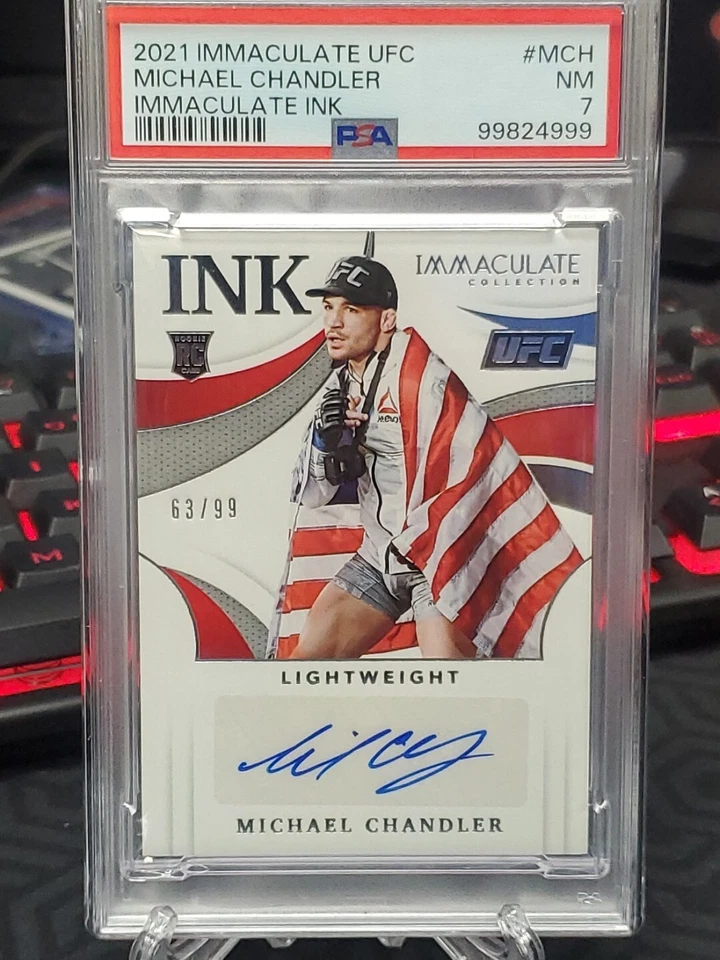 2021 Immaculate UFC MICHAEL CHANDLER RC INK Autograph PSA 7 Rookie #'d 63/99 - Image 2 of 4