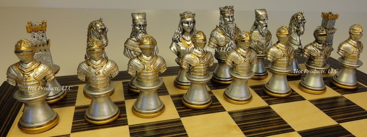 Grandes Tiempos Medievales Cruzadas Rojo y Azul Bustos Ajedrez Hombres Set - NO Board : Juguetes y Juegos