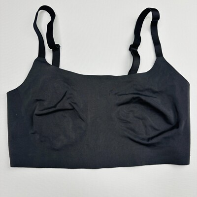 True & Co Bralette Bra Medium Black Wire Free Stretchy Adjustable Strap