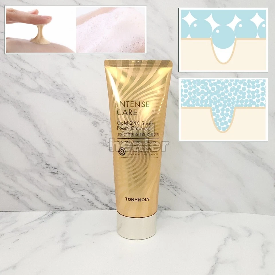 TONYMOLY Intense Care Gold 24K Snail Foam Cleanser 150ml Moisturizing K-Beauty - Image 2 of 4