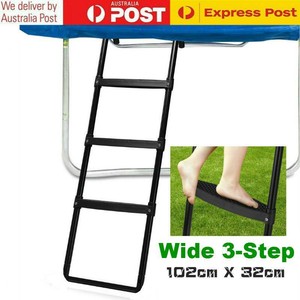 Wide 3 Step Trampoline Ladder Safety Flat Steps Heavy Duty Frame Outdoor Kit Au Ebay