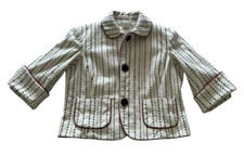 Talbots Petites Size 2 Jacket Blazer Dot Stripe Stretch Lined Cotton Blend Red T