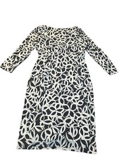Lauren Ralph Lauren Black/White Long Sleeve Dress Side Slit Womens Size 8