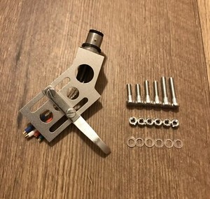 CNC-Machined-Straight-Tonearm-Angled-SILVER-Headshell-Pure-Silver-Wires