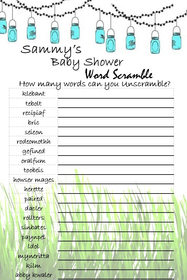 12 Personalized - Unscramble The Word - Baby Shower Game - Dr. Seuss-Party  Games