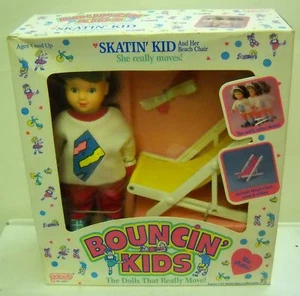 #1143 NRFB Vintage Galoob Bouncin Kids Skatin Kid & Her Beach Chair