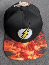 DC Comics The Flash Snapback Hat Black Embroidered Logo Sublimated Brim Bioworld
