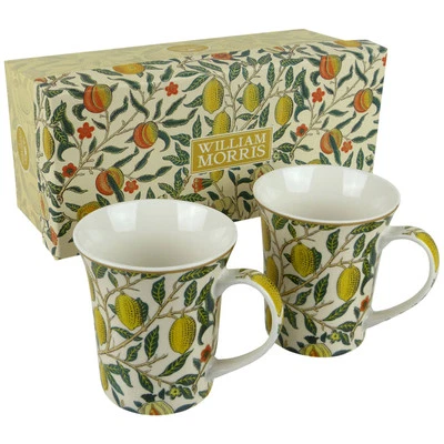 THE LEONARDO COLLECTION William Morris Fruits Set of 2 China Mugs in Presentation Box 260ml 9 fl oz C...